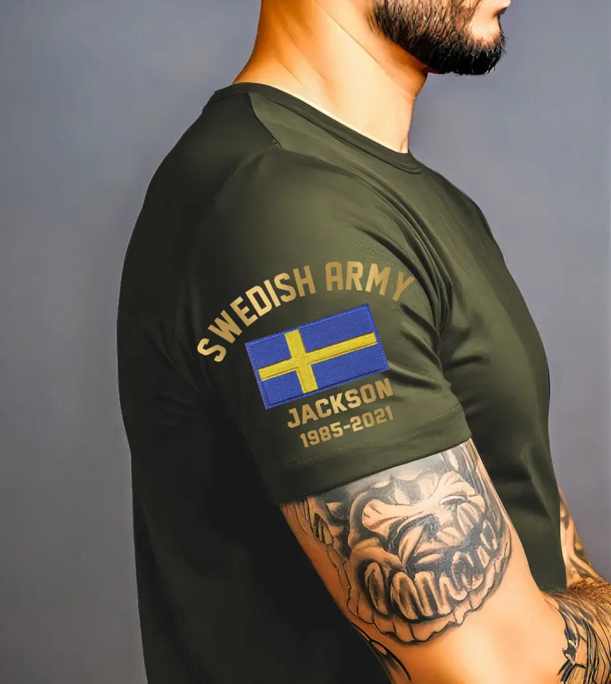 Personalized Swedish Army Veteran Custom Name & Time T-shirt Printed KH24771