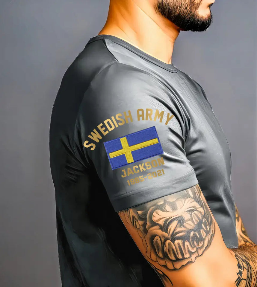 Personalized Swedish Army Veteran Custom Name & Time T-shirt Printed KH24771