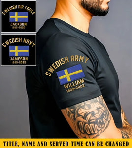 Personalized Swedish Army Veteran Custom Name & Time T-shirt Printed KH24771