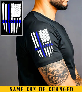 Personalized US Thin Blue Line Custom Name TShirt QTKH24781
