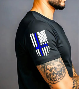 Personalized US Thin Blue Line Custom Name TShirt QTKH24781