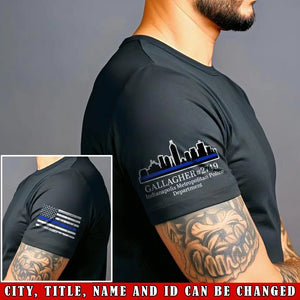 Personalized US Police with City Skyline Custom Name & Department T-shirt Printed QTVA24786