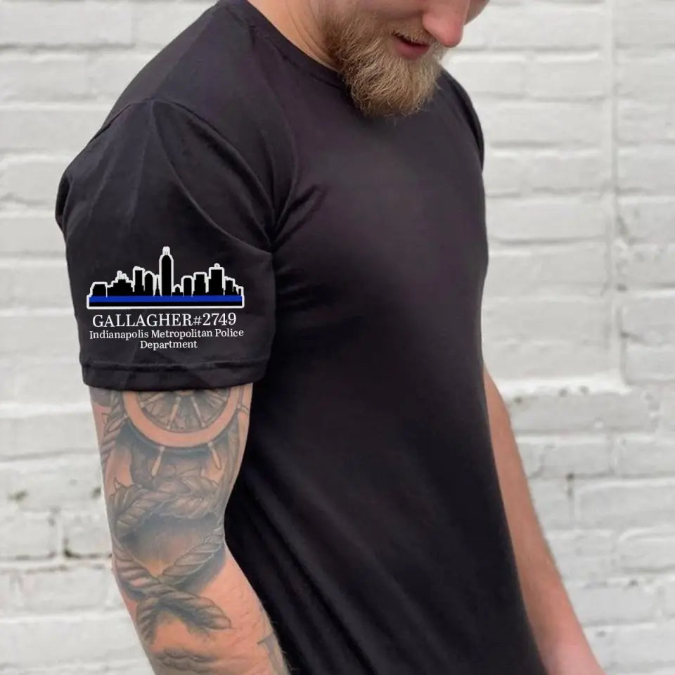 Personalized US Police with City Skyline Custom Name & Department T-shirt Printed QTVA24786