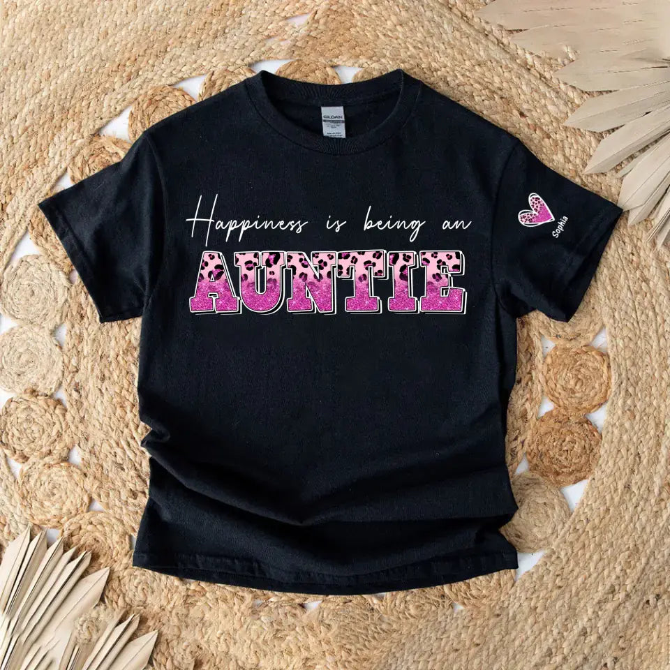 Personalized Happiness Is Being An Auntie & Kid Names Woman T-shirt Printed HN24784