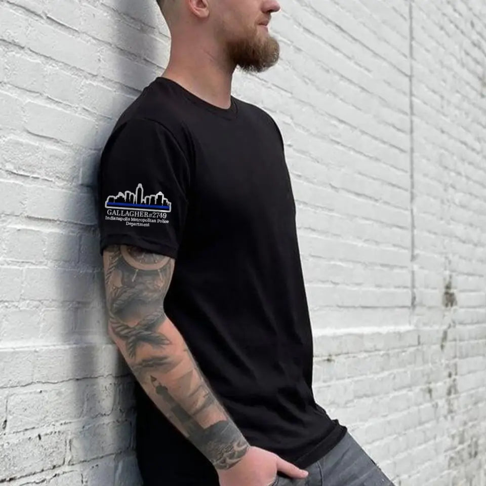 Personalized US Police with City Skyline Custom Name & Department T-shirt Printed QTVA24786