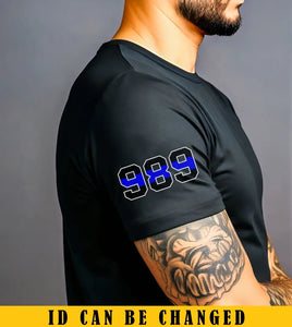 Personalized Blue Line Police ID T-shirt Printed KVH24779
