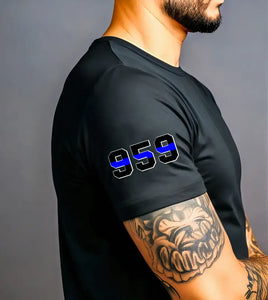 Personalized Blue Line Police ID T-shirt Printed KVH24779