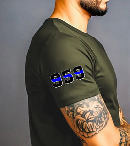 Personalized Blue Line Police ID T-shirt Printed KVH24779