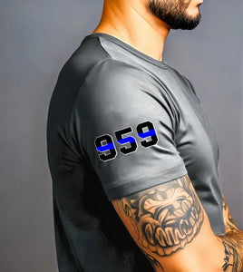 Personalized Blue Line Police ID T-shirt Printed KVH24779