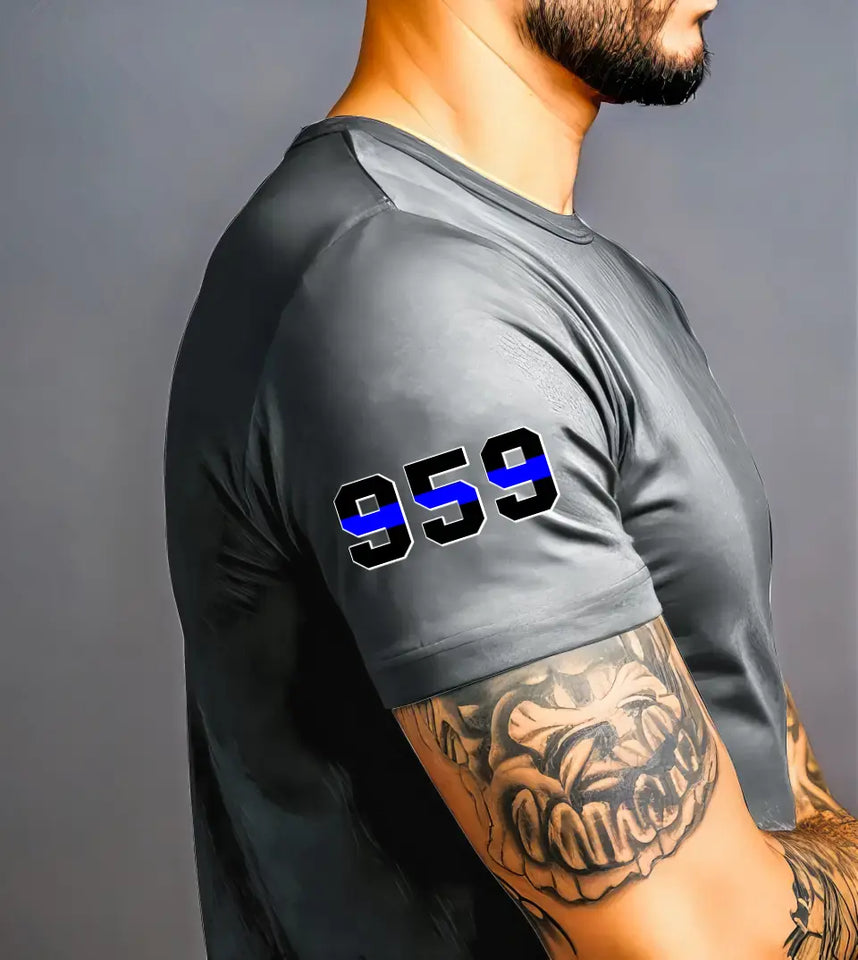Personalized Blue Line Police ID T-shirt Printed KVH24779
