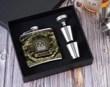Personalized Austrian Veteran Rank Camo Custom Name Leather Flask Printed KH24816