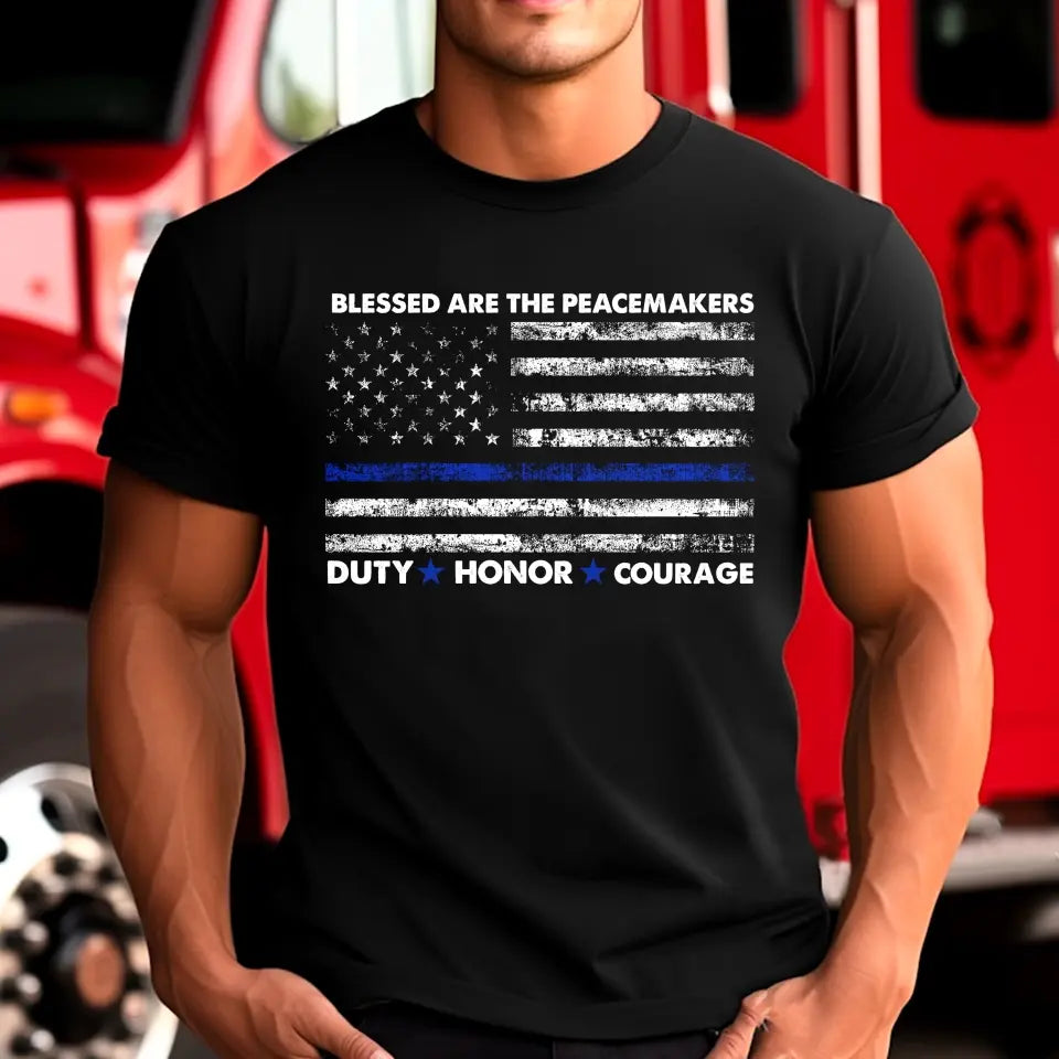 Personalized Blessed Are The Peacemakes US Police Custom Name T-shirt Printed KH24818