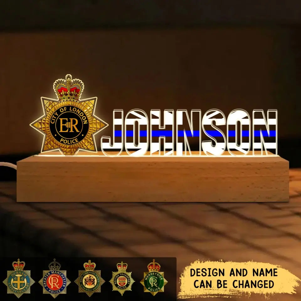 Personalized UK Branch Police Logo & Name LED Lamp Night Light Printed VQ24828