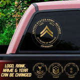 Personalized US Army Retired Rank Camo Custom Name & Time Decal Printed AHVQ24835