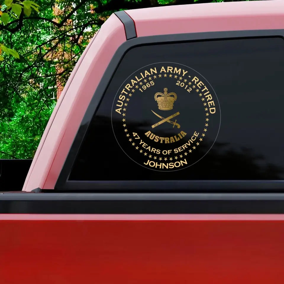 Personalized Australian Army Retired Rank Camo Custom Name & Time Decal Printed AHVQ24835