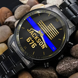 Personalized US Police Thin Blue Line Custom Name & ID Watch Printed QTKH24843
