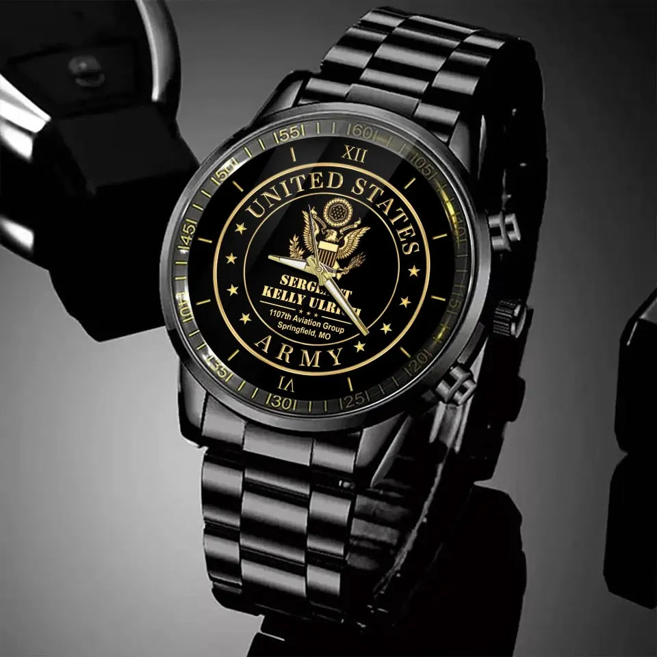 Personalized US Military Custom Branch & Name Watch Printed QTVA24846