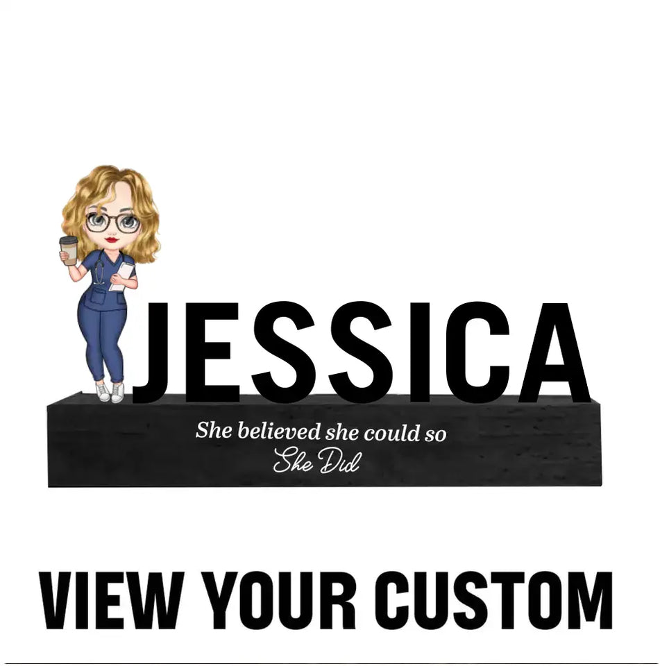 Personalized She Believed She Could So She Did Nurse Custom Name LED Lamp Night Light Printed VQ24845
