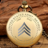 Personalized US Army Retired Custom Rank Camo & Served Time Pocket Watch Printed AHVQ24808