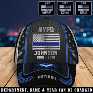 Personalized Retired US Police Custom Name & Department Cap 3D Printed AHVQ24858
