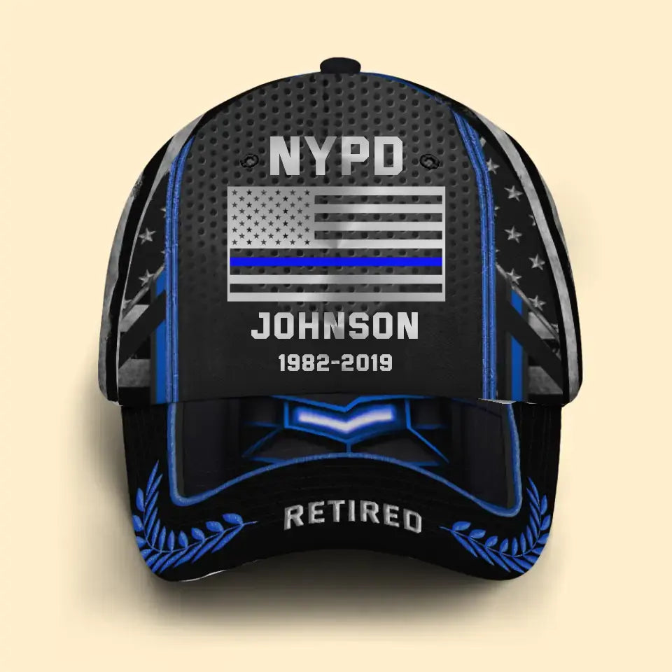 Personalized Retired US Police Custom Name & Department Cap 3D Printed AHVQ24858