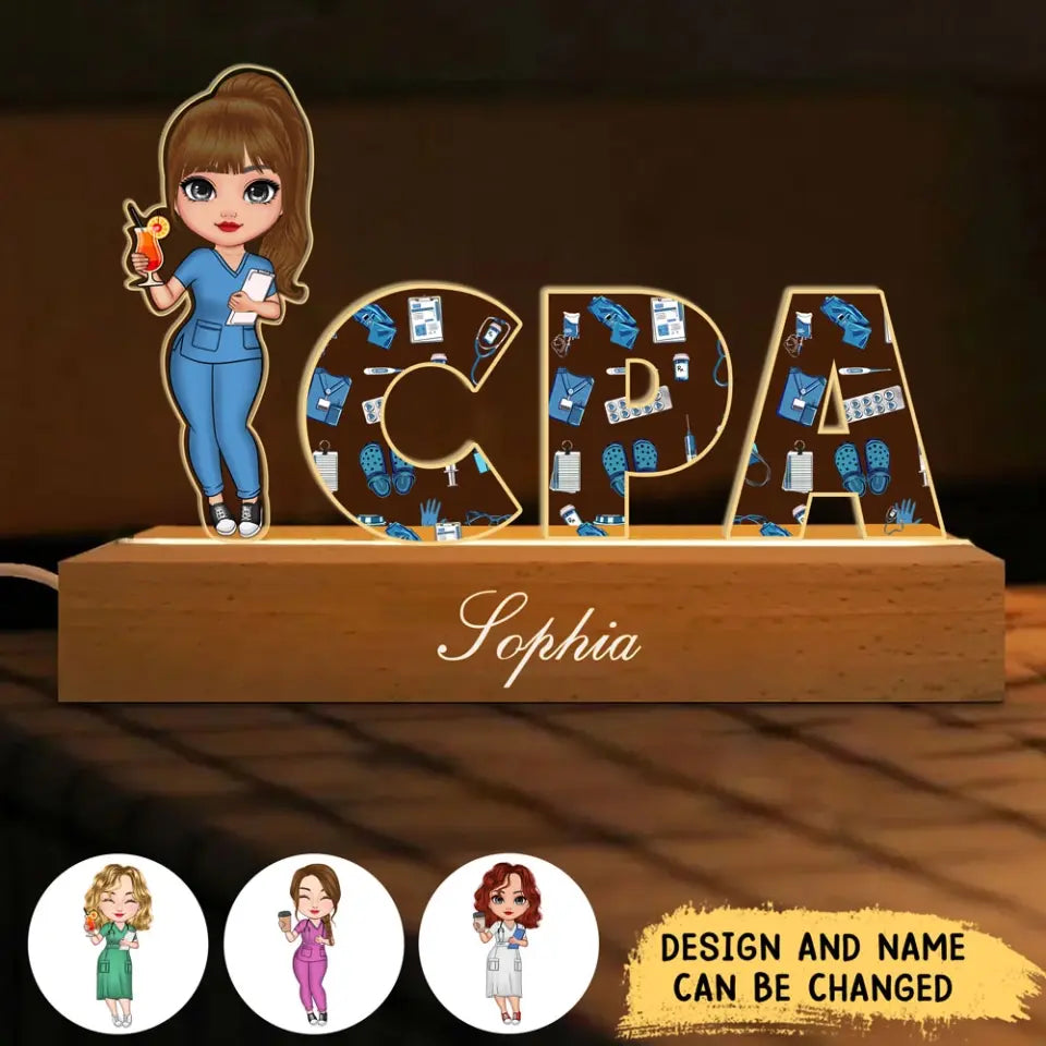 Personalized Nurse Job Title Custom Name LED Lamp Night Light Printed HN24860
