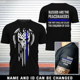 Personalized US Police Skull Blessed Are The Peacemakers For They Shall Be Called The Children Of God T-shirt Printed QTKH24865