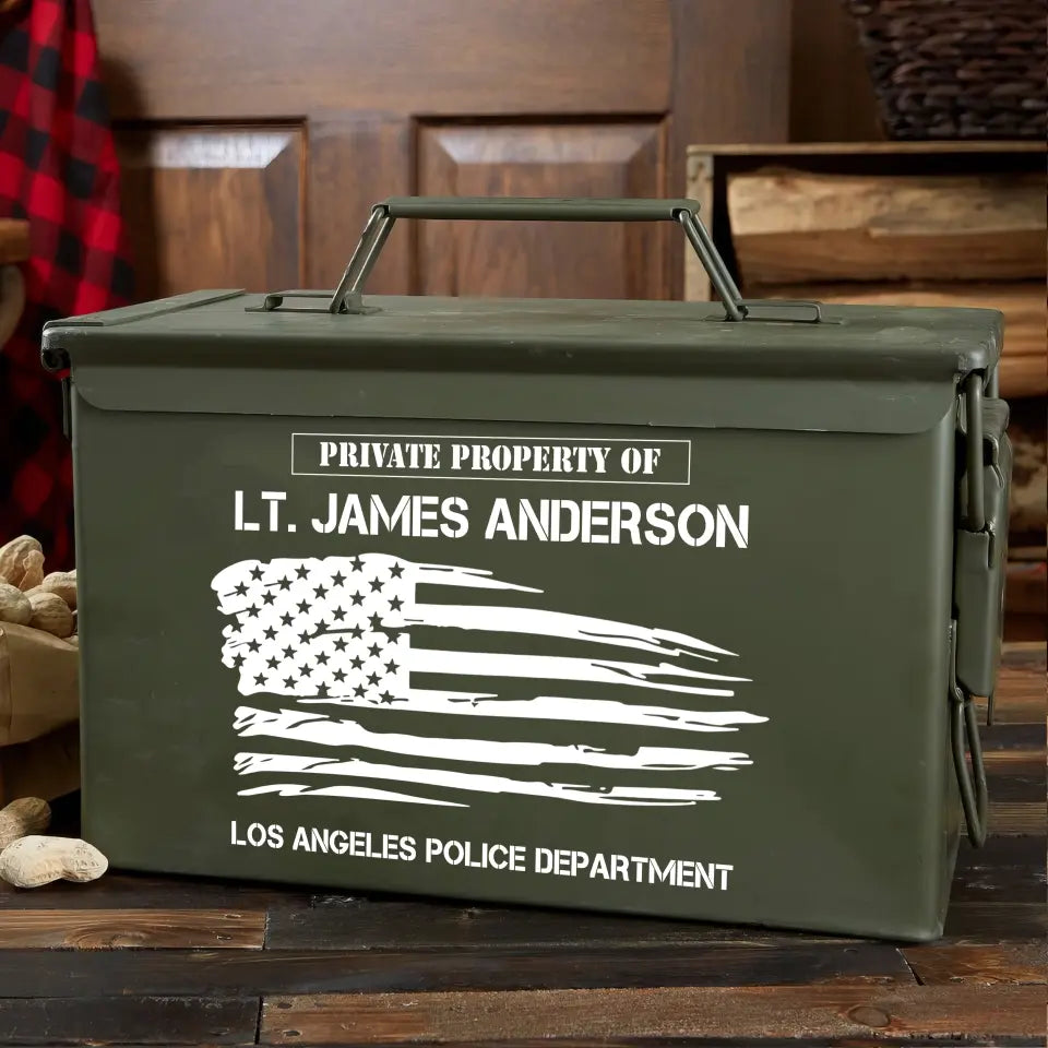 Personalized Private Property Of US Police Custom Name & Department Ammo Box Printed QTKH24870