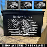 Personalized US Flag Fishing Custom Name Ammo Box Printed QTVQ24876