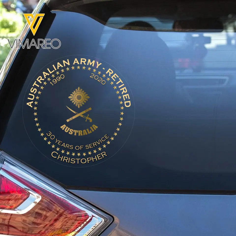 Personalized Australian Army Retired Rank Camo Custom Name & Time Decal Printed AHVQ24835