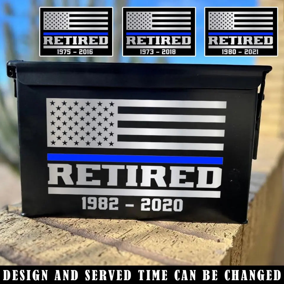 Personalized Retired US Police Thin Blue Line Custom Time Ammo Box Printed VQ24879
