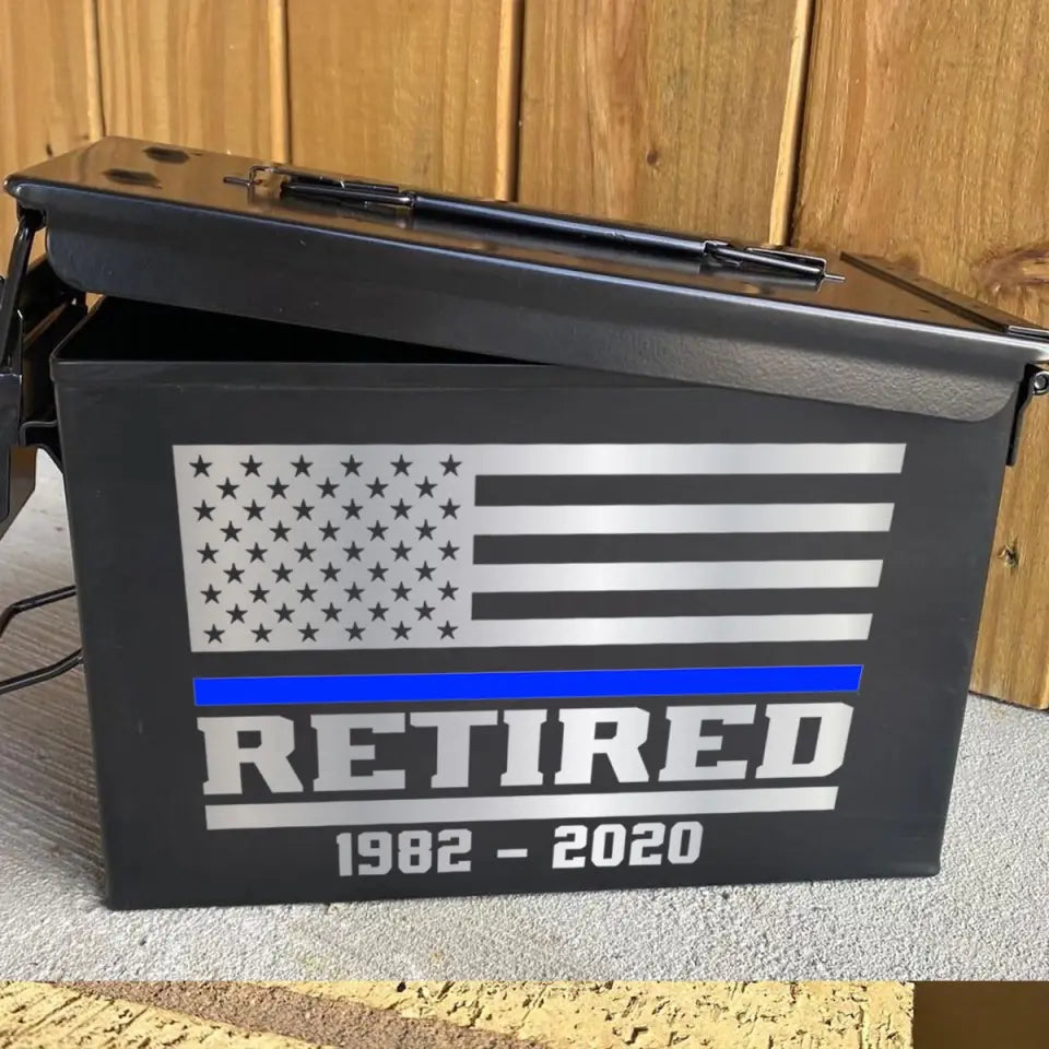 Personalized Retired US Police Thin Blue Line Custom Time Ammo Box Printed VQ24879