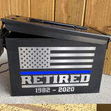Personalized Retired US Police Thin Blue Line Custom Time Ammo Box Printed VQ24879