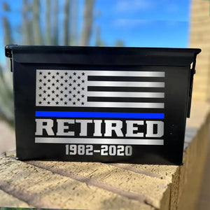 Personalized Retired US Police Thin Blue Line Custom Time Ammo Box Printed VQ24879