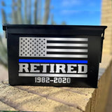 Personalized Retired US Police Thin Blue Line Custom Time Ammo Box Printed VQ24879