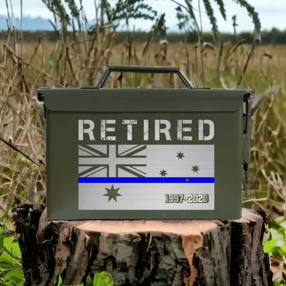 Personalized Retired Australian Police Thin Blue Line Custom Time Ammo Box Printed QTHN24882