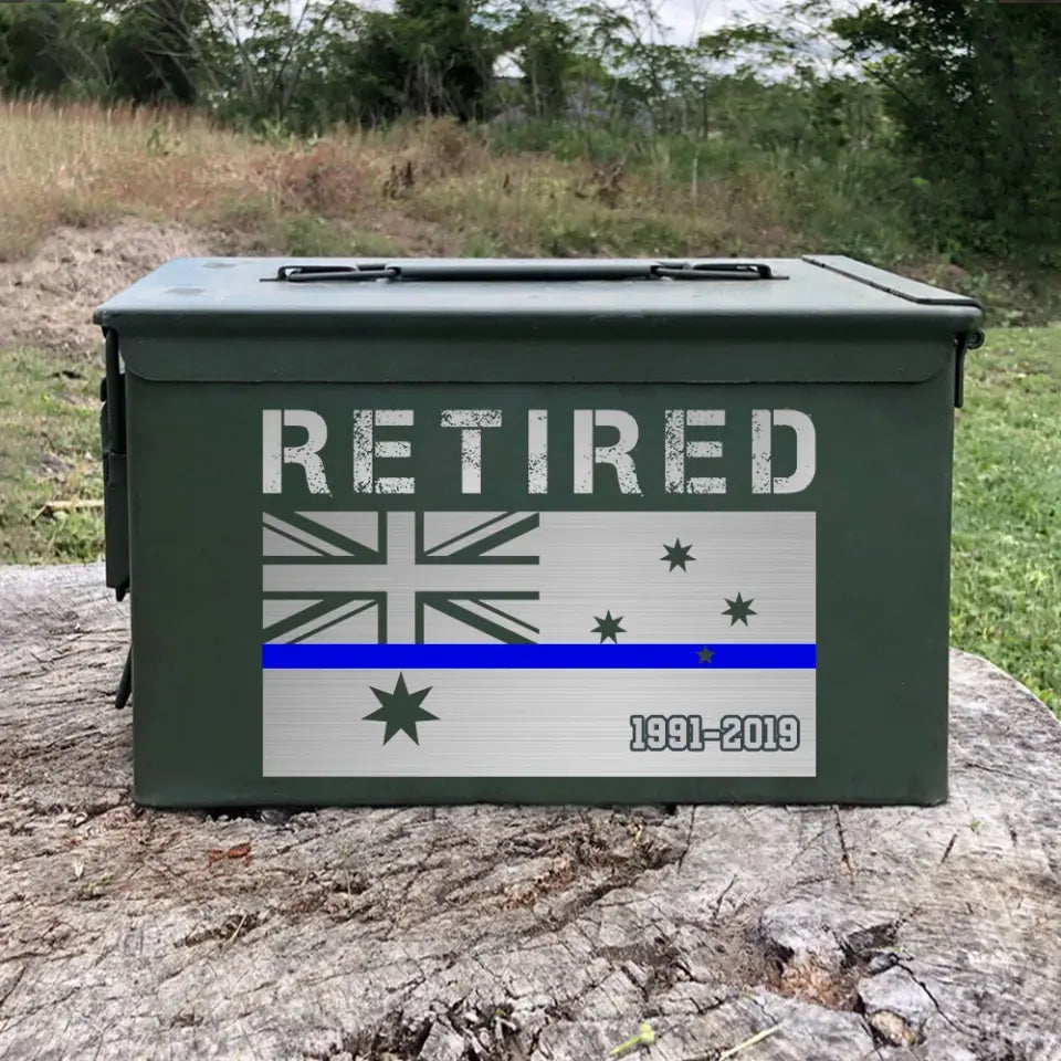 Personalized Retired US Police Thin Blue Line Custom Time Ammo Box Printed QTHN24882