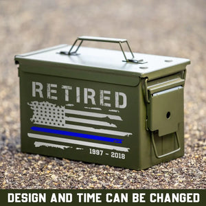 Personalized Retired US Police Thin Blue Line Custom Time Ammo Box Printed QTHN24882