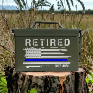 Personalized Retired US Police Thin Blue Line Custom Time Ammo Box Printed QTHN24882