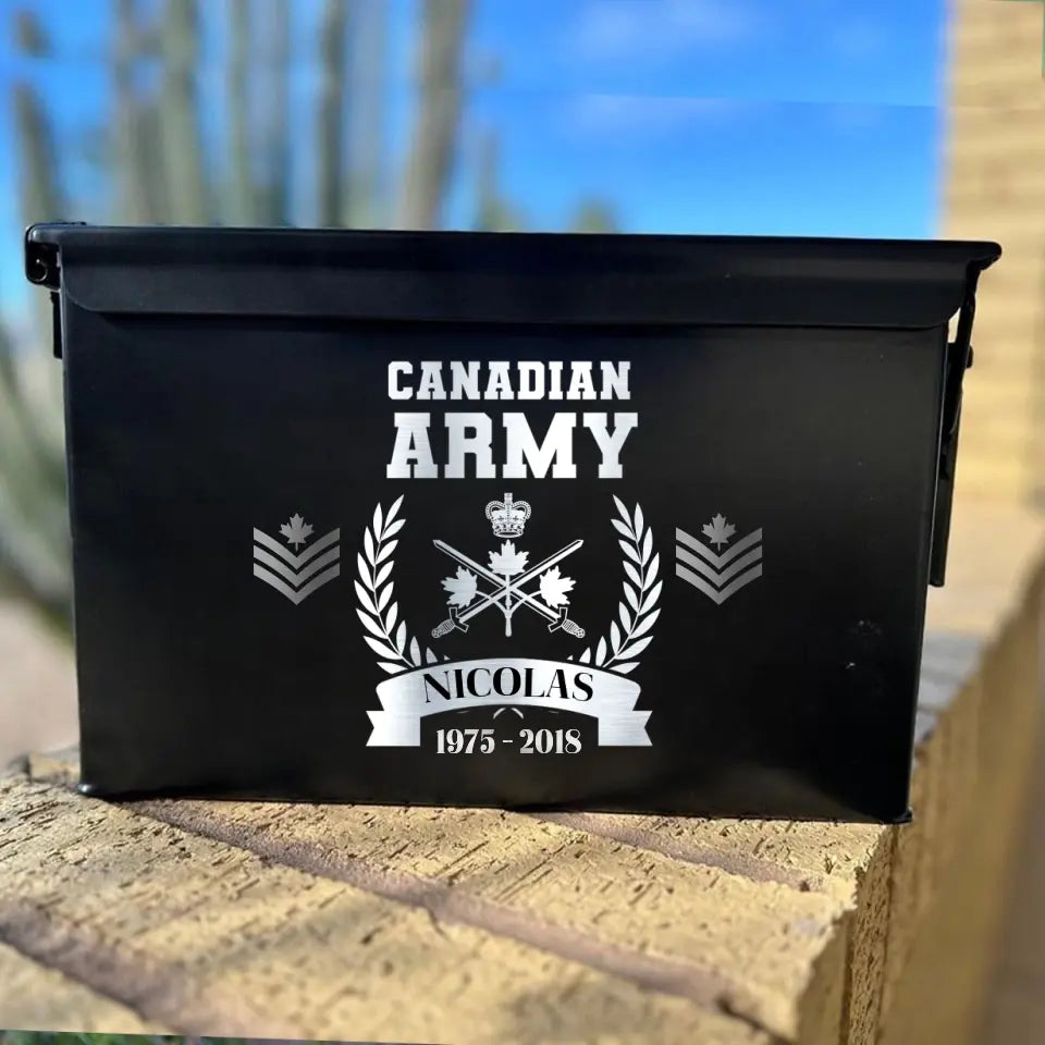 Personalized Canadian Army Logo Custom Rank & Name Ammo Box Printed AHVA24880