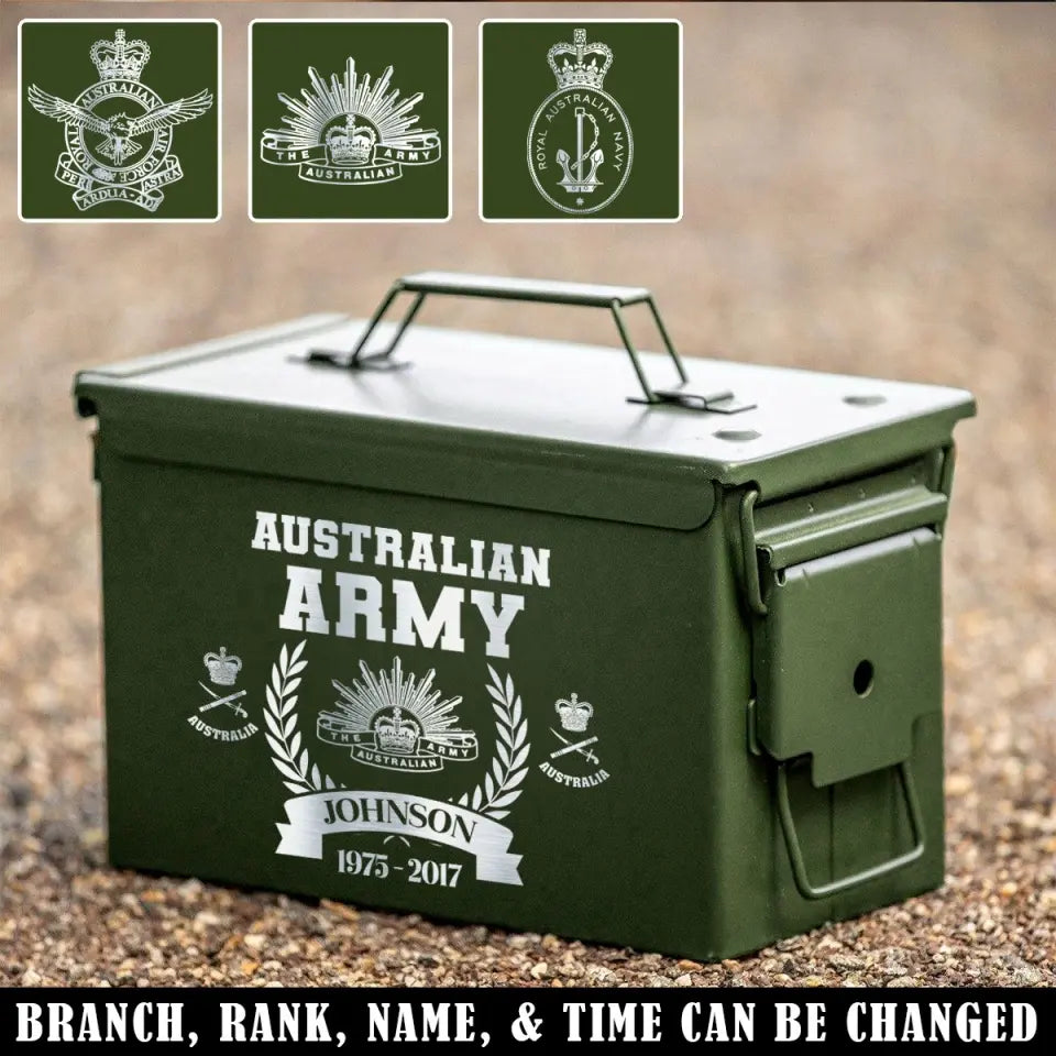 Personalized Australian Army Logo Custom Rank & Name Ammo Box Printed AHVA24880
