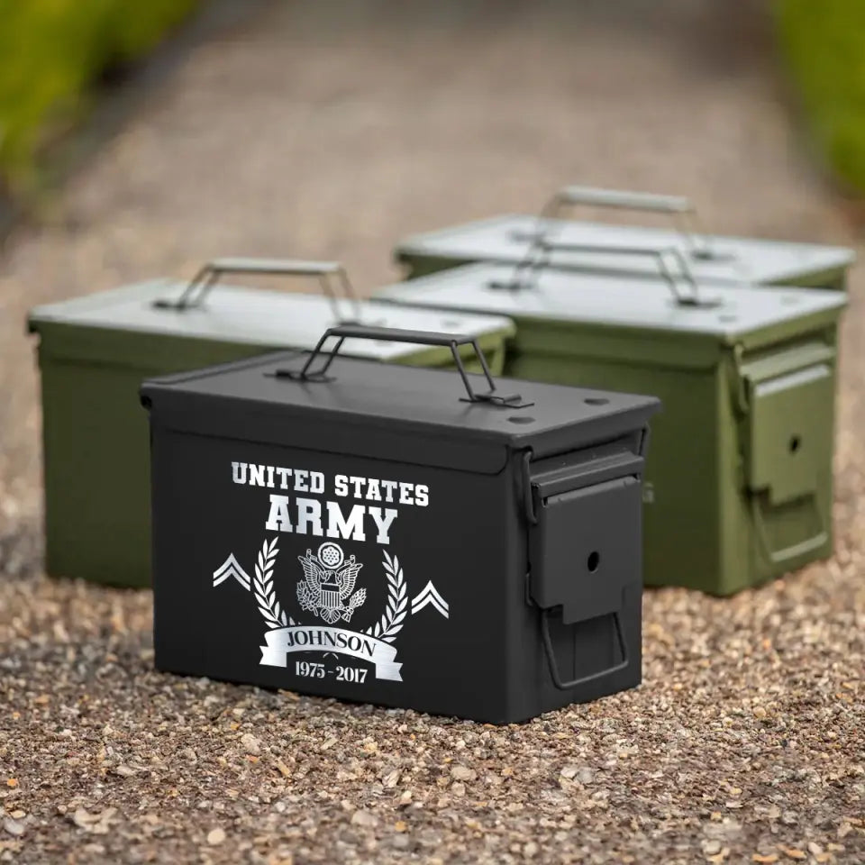 Personalized US Army Logo Custom Rank & Name Ammo Box Printed AHVA24880