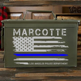 Personalized US Police Flag Blueline Flag Ammo Box Printed QTKH24885