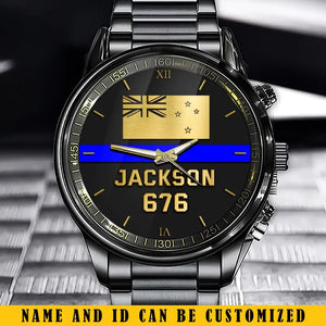 Personalized New Zealand Police Blue Line Custom Name & ID Watch Printed QTKH24888