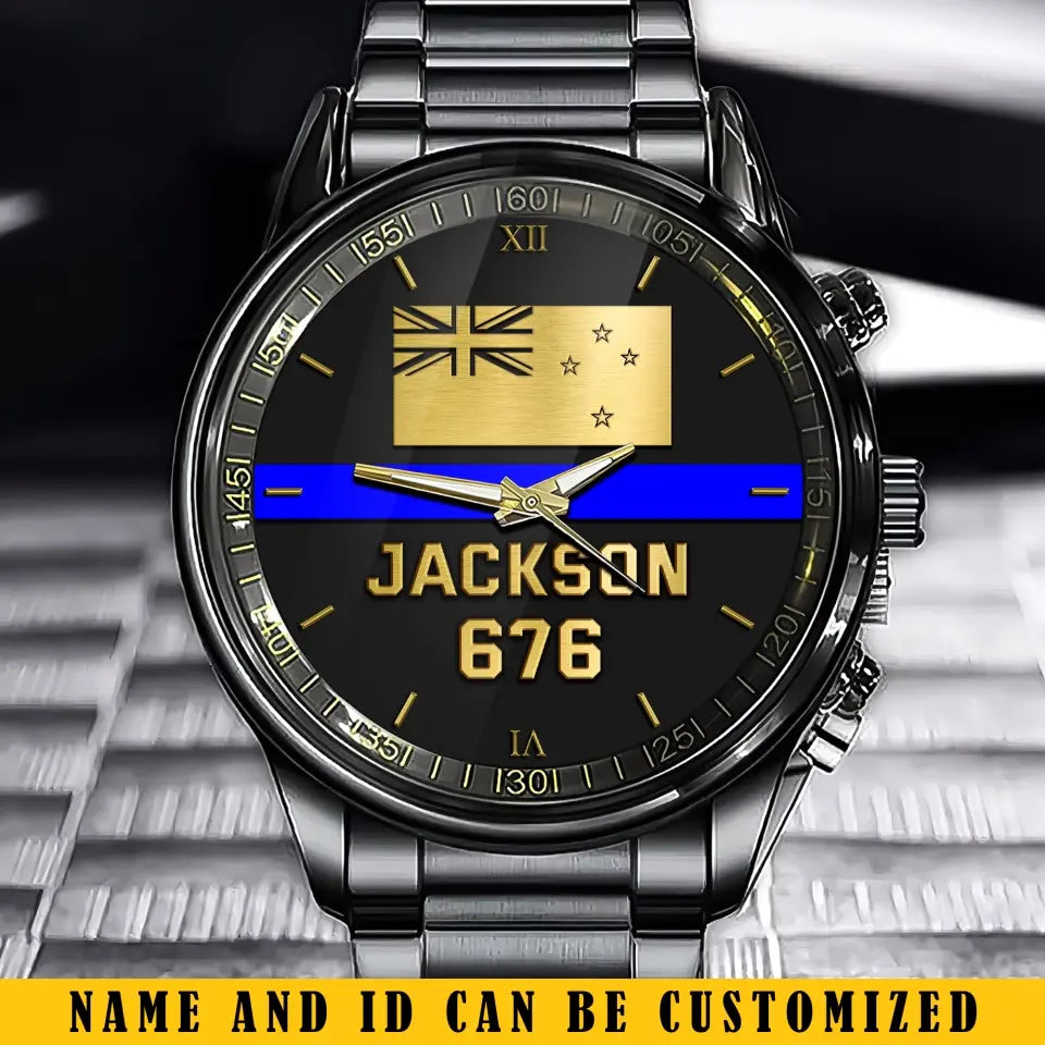 Personalized New Zealand Police Blue Line Custom Name & ID Watch Printed QTKH24888