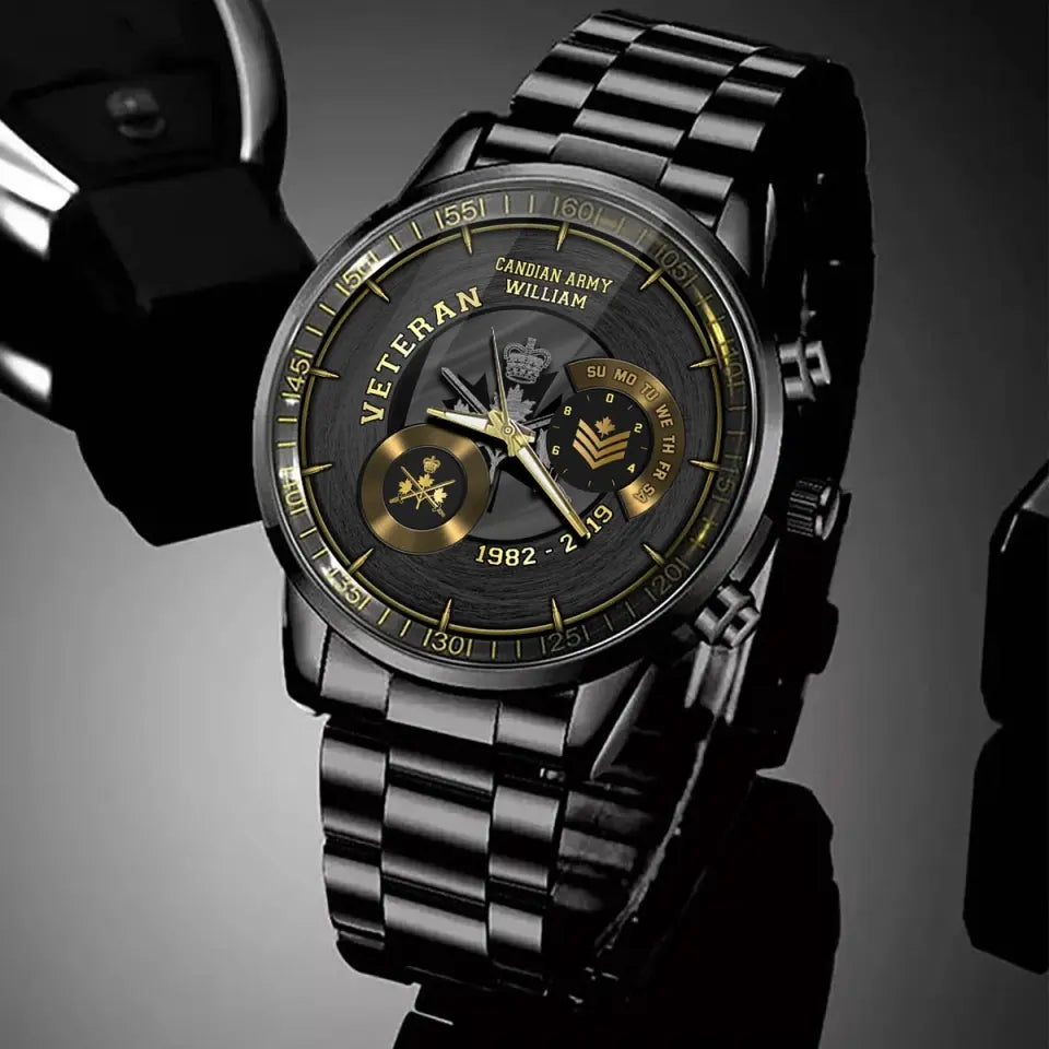 Personalized Canadian Army Logo Custom Rank & Name Watch Printed AHVQ24886