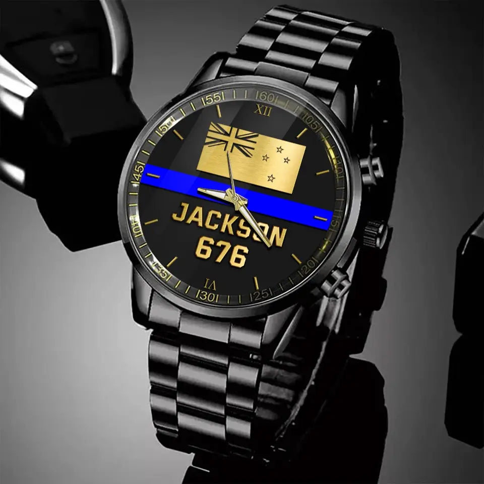 Personalized New Zealand Police Blue Line Custom Name & ID Watch Printed QTKH24888