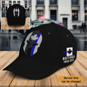 Personalized Punisher Blueline Retired Canadian Police Black Cap Printed QTKH24894