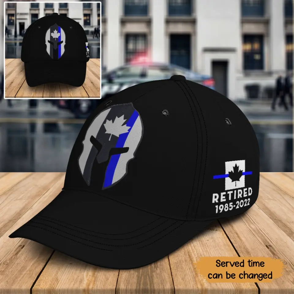 Personalized Punisher Blueline Retired Canadian Police Black Cap Printed QTKH24894