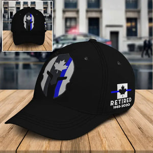 Personalized Punisher Blueline Retired Canadian Police Black Cap Printed QTKH24894